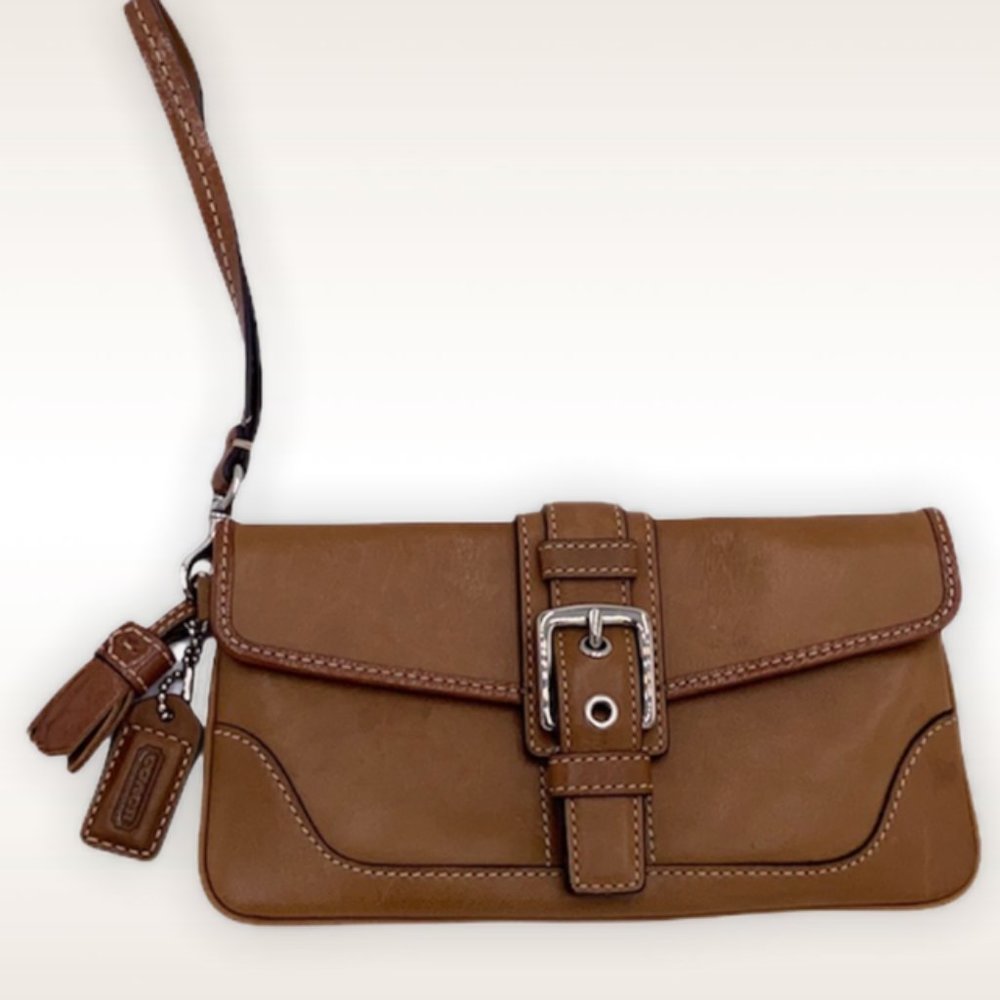 Coach brown leather wristlet
